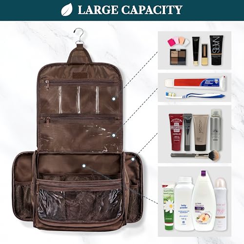 PAVILIA Large Hanging Toiletry Bag for Men, Water-Resistant Travel Organizer