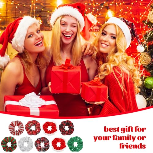 WILLBOND 25 Pcs Novel Christmas Pattern Velvet Scrunchies - Holiday Hair Ties