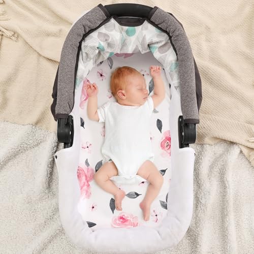 PHF Soft Bassinet Sheet Set - 2 Pack Pink Floral Cradle Sheets