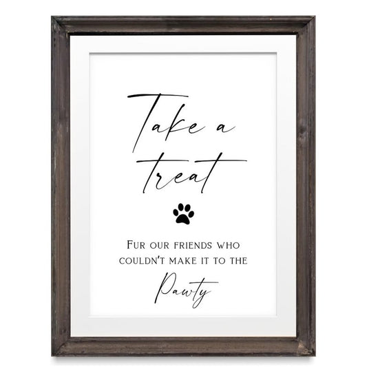 Take a Treat Doggie Bag Sign, Dog Wedding Decoration, Pet Favor Cat, Treat Reception Gift for Guests, Thank You Bridal Shower Supplies, Fur Our Friends Who Couldn't Come to The Pawty