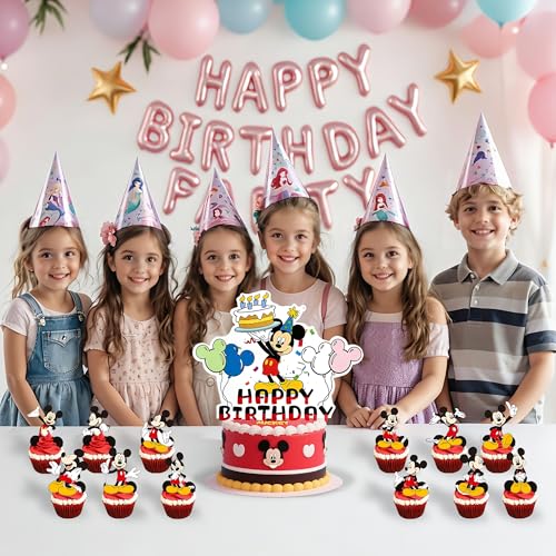 25-Piece Cartoon Mouse Birthday Cake & Cupcake Topper Set