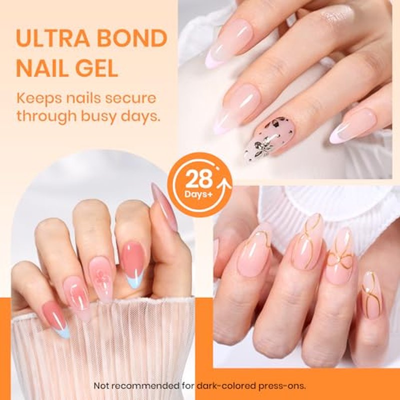 Beetles 2Pcs*20g Solid Nail Glue Gel, Tipex Soft Nail Tips Glue Super Strong for Acrylic Nails Extension Fake Nails Clear Press On Nails, Summer Nail Art, U V Light Required