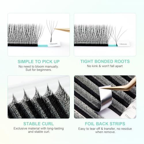 NAGARAKU 5D W Premade Lash Extensions - Fluffy Matte Black 8-15mm