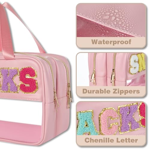 Snack Bags for Travel Varsity Letter Pouch Clear Toiletry Bag Snacks