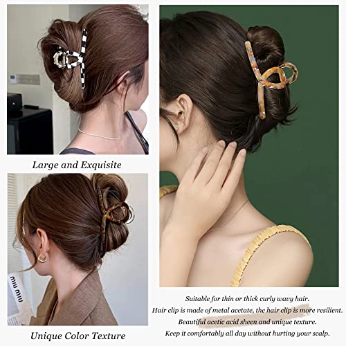 FAELBATY Acetate Hair Claw Clips Set - 4.7" Large, 3 Pcs (AcetateHairClip2)