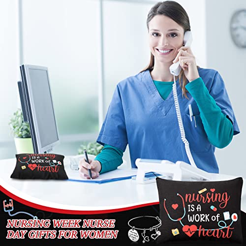 8-Piece Nurse Appreciation Gift Set: Canvas Makeup Bags & Bracelets