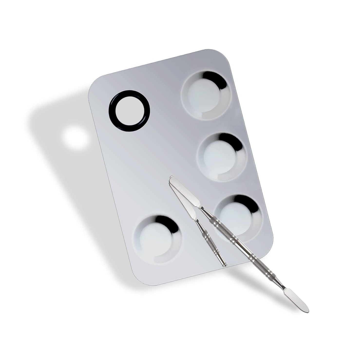 Penugo Upgrade Mixing Makeup Palette, Stainless Steel Palette With Spatula Tool for Mixing Cosmetic and Pigment, Nail-art