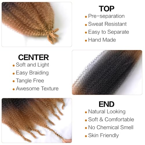 Yufeihe 16 Inch Marley Twist Braiding Hair 8 Packs, 1B/30/27 Color Variations