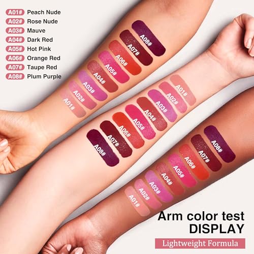 Anwuozu 4Pcs Pink & Red Lipstick Set - Matte, Hydrating, Velvety Finish, Easy Application, Model A02
