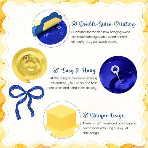 Butter Yellow Birthday Decorations - 20 pcs Hanging Swirls