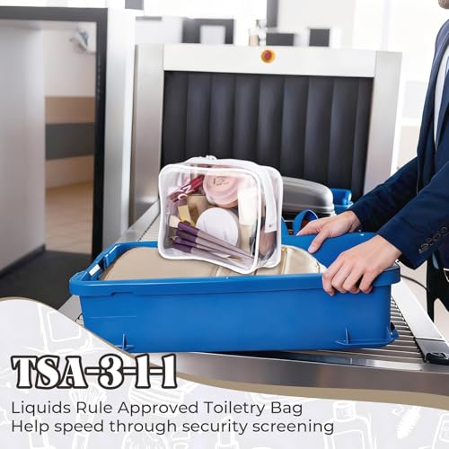 CHICAUP 6 Pack Clear Travel Makeup Bags TSA Approved Waterproof Cosmetic Pouches White