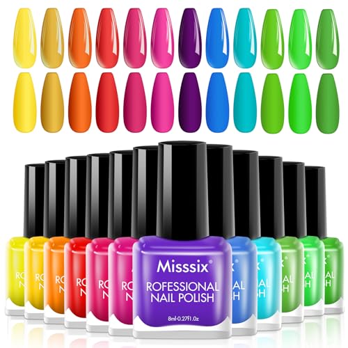 Misssix 12 Colors Quick Dry Nail Polish Set for Women