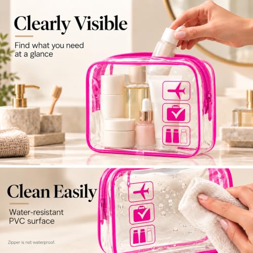 MODENGKONGJIAN TSA Approved 3-Piece Clear Travel Toiletry Bags Multicolor