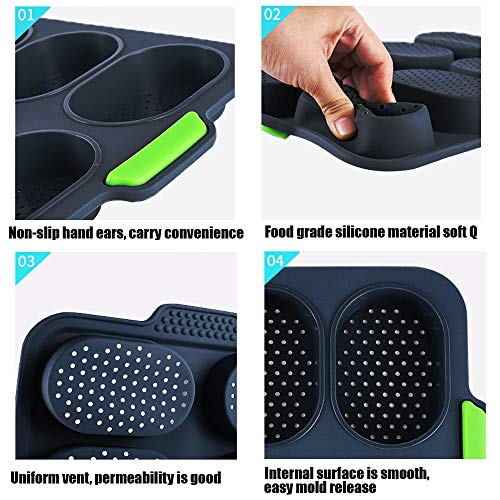 Non-Stick Silicone Baguette Pan, BPA Free, 12 x 2.5 in
