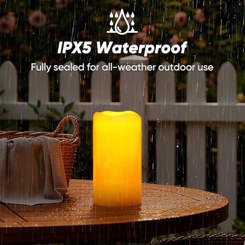 Homemory Solar Candles 4"x8" Waterproof Outdoor Flameless LED
