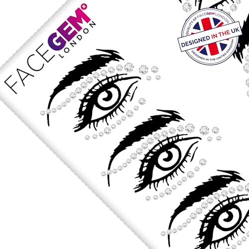 FaceGem London Self-Adhesive Rhinestone Face Jewels for Festival Makeup