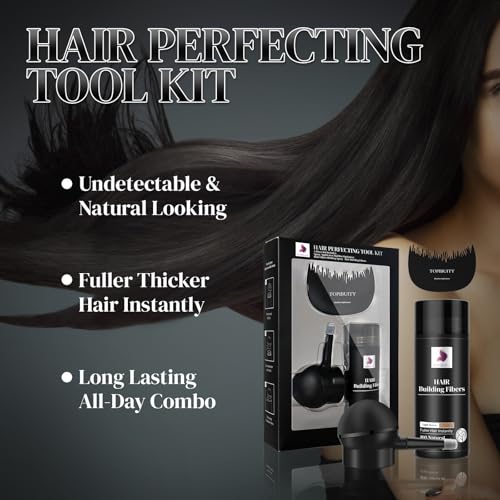 TOPIBUITY Hair Building Fibers & Applicator Set - Light Brown