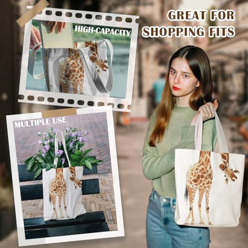 Animal Print Canvas Tote Bag for Women - Reusable Grocery Bag