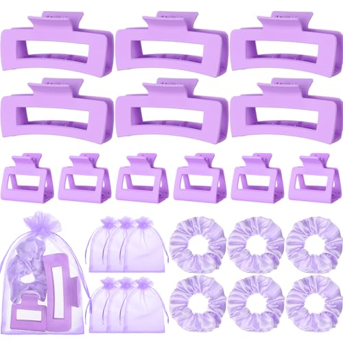 Purple Hair Claw Clips & Scrunchies Set - 24 Pcs for Women