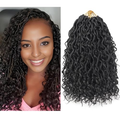Aipin 12 Inch Goddess River Locs Crochet Hair 7 Packs - 1B Natural Black