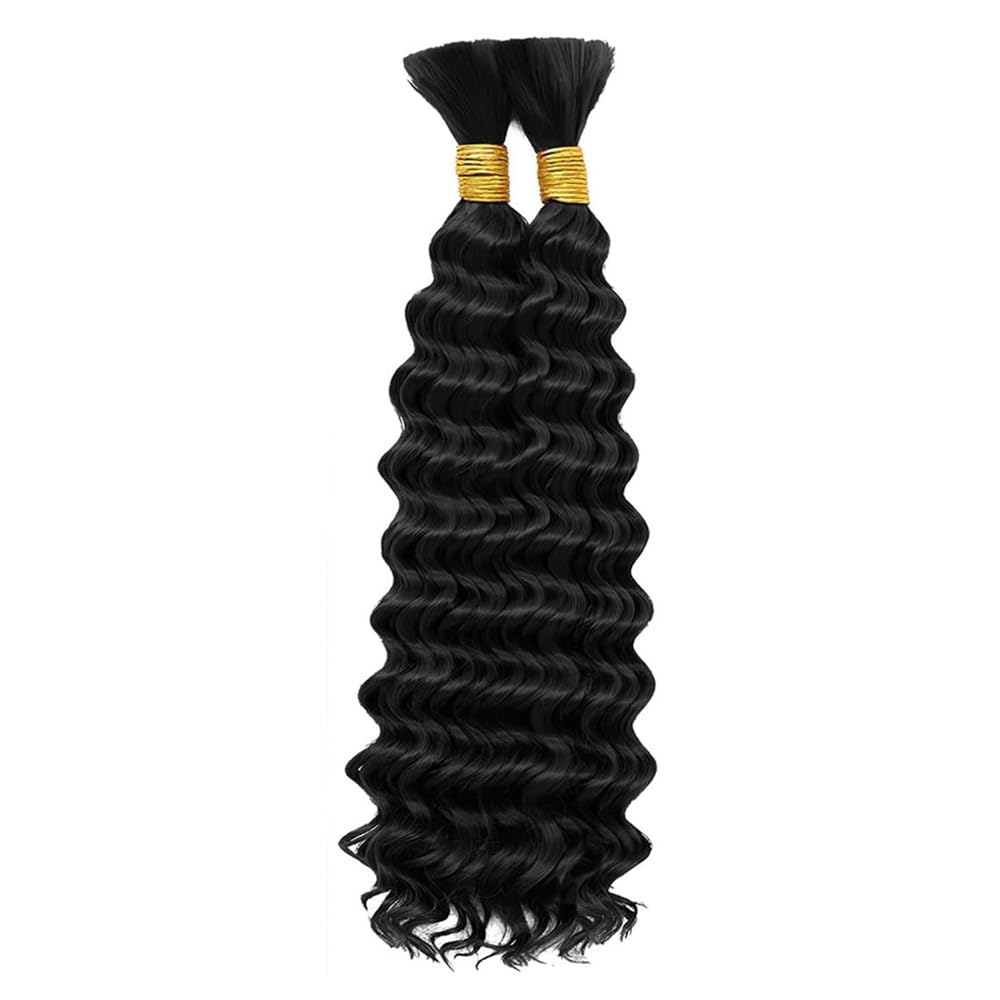 DiexrLamx Human Braiding Hair for Boho Braids 100g 2 Bundles/Pack 20 20 Inch Deep Wave Bundles Human Hair Curly Boho Hair for Braiding