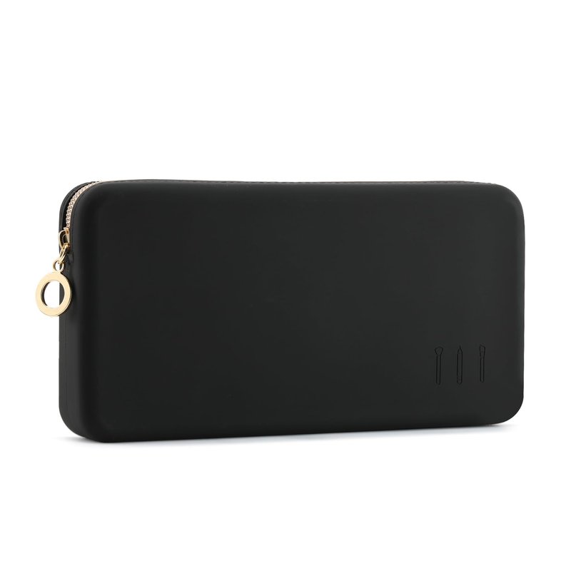 FVION Zipper Makeup Brushes Bag For Travel, Large Silicone Makeup Brush Holder, Make Up Brushes Pouch Case for Makeup Tools - Black