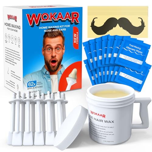 Wokaar Nose and Ear Hair Wax Removal Kit - 120g Wax with 30 Applicators
