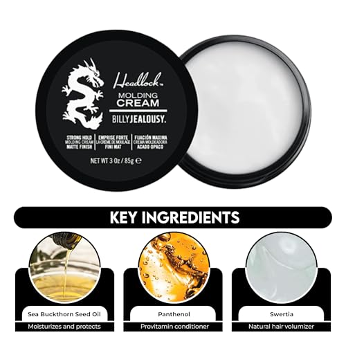 Billy Jealousy Headlock Hair Molding Cream for Men, Strong Hold Matte Finish