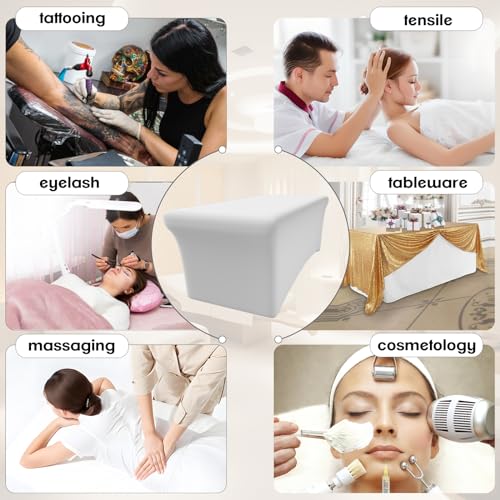 KIDOACOW White Massage Table Cover with Leg Cut-Out for 6FT Beds