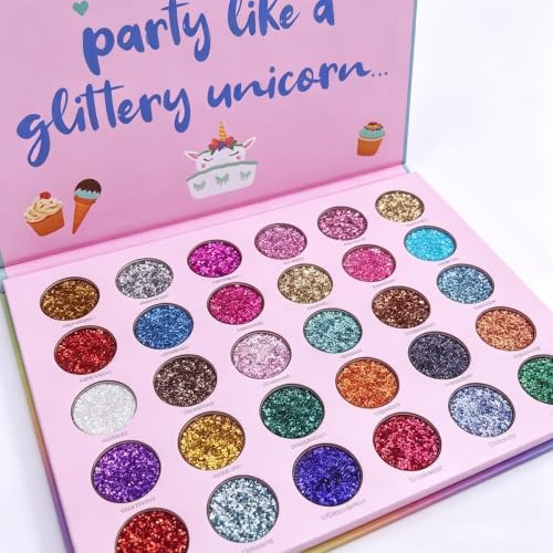 Pink Glitter Eyeshadow Palette - Colorful Sparkly Makeup for Face & Body