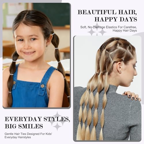 2000 Clear Hair Elastics - Durable No-Snag Rubber Bands for Styling