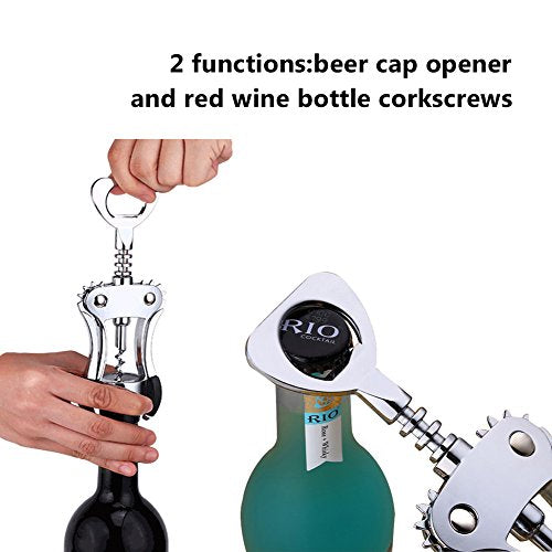 Foho Wing Corkscrew Wine Bottle Opener with Stopper Set