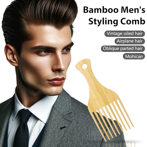 Bamboo Comb Set for Afro Hair - Eco-Friendly Detangling Picks