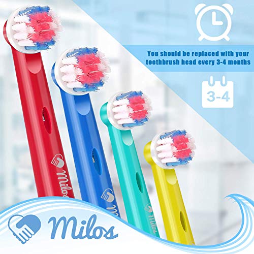 Milos Kids Replacement Toothbrush Heads - 16 Pack for Oral B