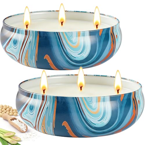 Citronella Candles for Outdoor Use - 12oz 3-Wick Soy Wax, 2 Pack