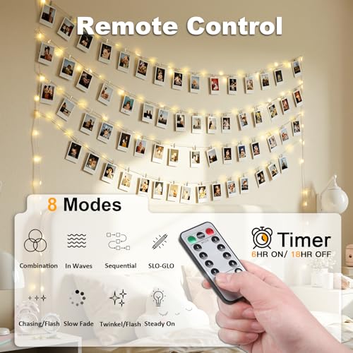 50 LED Fairy String Lights with Photo Clips - USB & Battery Powered