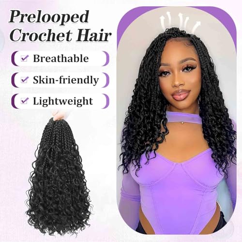 BEFUNNY 12 Inch Goddess Box Braids Crochet Hair - 8 Pack Boho Braids