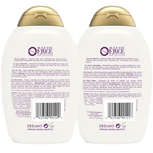 OGX Extra Strength Coconut Miracle Oil Shampoo & Conditioner Set (13 oz)