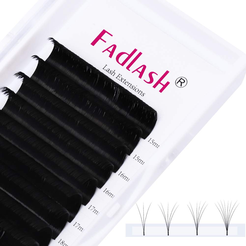Easy Fan Lash Extensions - D Curl 0.07 Volume Mixed Trays | Soft Individual Lashes 8-14mm