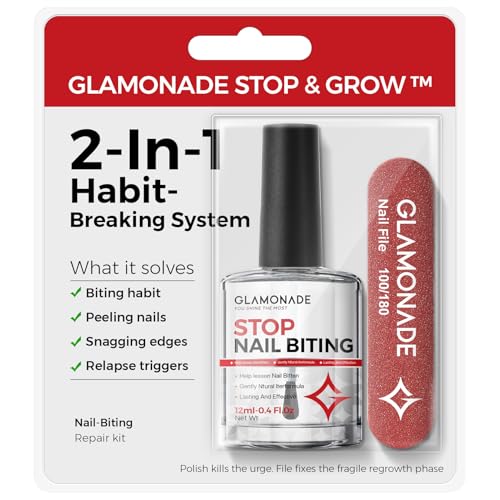 Glamonade 2-in-1 Nail Biting Treatment Kit with Bitter Polish & File