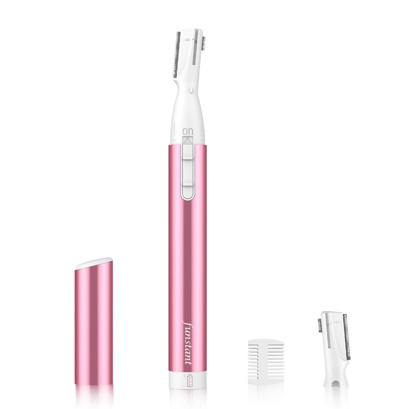 Funstant Upgraded Eyebrow Trimmer, Precision Electric Eyebrow Razor for Women Battery-Operated Facial Hair Remover with Comb No Pulling Sensation Painless for Face Chin Neck, Upper-Lip, Peach-Fuzz