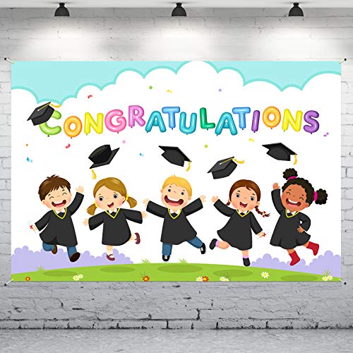 Congratulations Banner Backdrop 6 x 4 ft for Grad Parties - LINGPAR