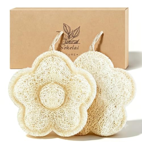 Egyptian Loofah Sponge Set - Gentle Exfoliating Bath Scrubbers (2 Pack)