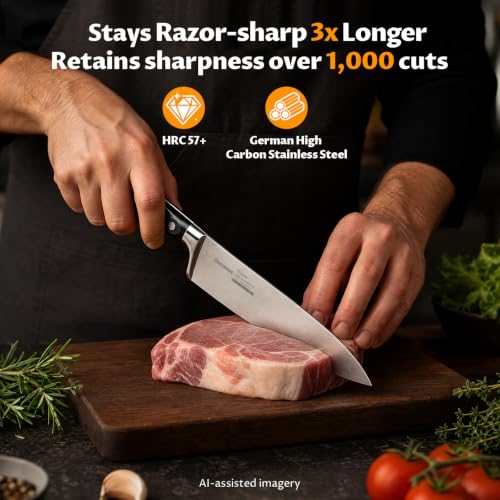 OAKSWARE 8 Inch Chef Knife - German Stainless Steel, Ultra Sharp