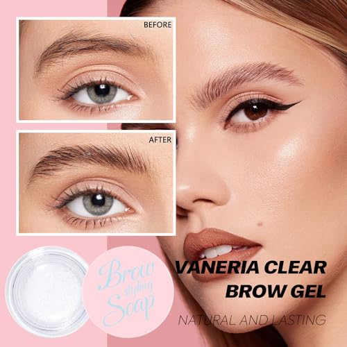 VANERIA Clear Eyebrow Gel & Brow Soap with Double-Head Brush - Waterproof, Hold & Define 14g (2 Pcs)