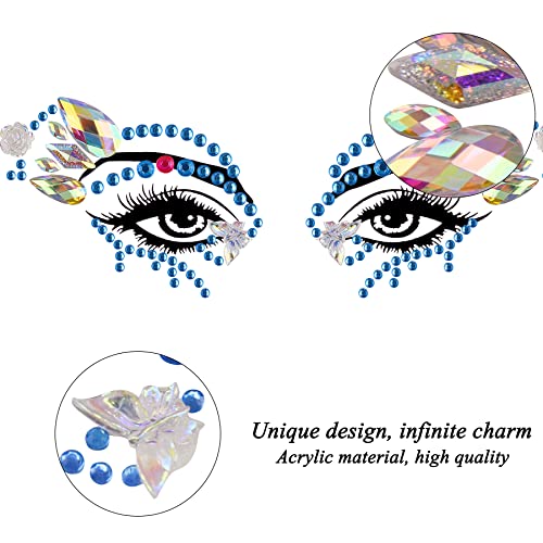 SIQUK Chic 12 Sets Face Jewels Rhinestone Face Gems Stickers for Party Makeup