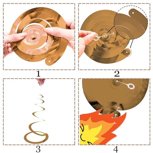 S'mores Bonfire Themed Hanging Swirls - 24 Double-Sided Decorations