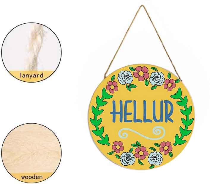 12-Inch Hellur Wooden Door Hanger with Colorful Floral Design