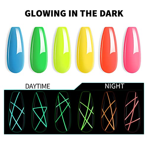 Neon Gel Nail Polish Art Set - Glow in the Dark Liner Kit