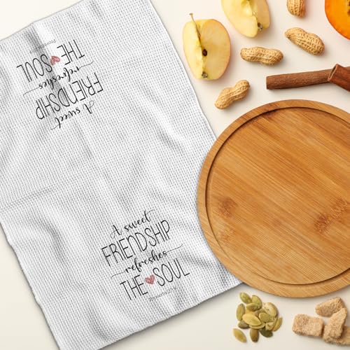 Stylish Kitchen Towels - Sweet Friendship Refreshes the Soul - 16x24in - Functional & Decorative Gift for Friends